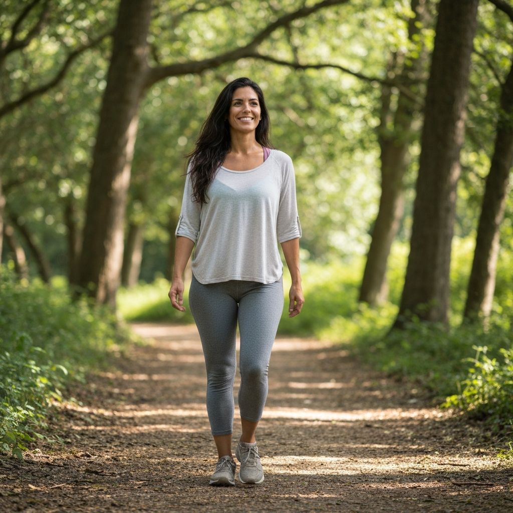 Henkilö kävelemässä luonnossa rauhallisesti